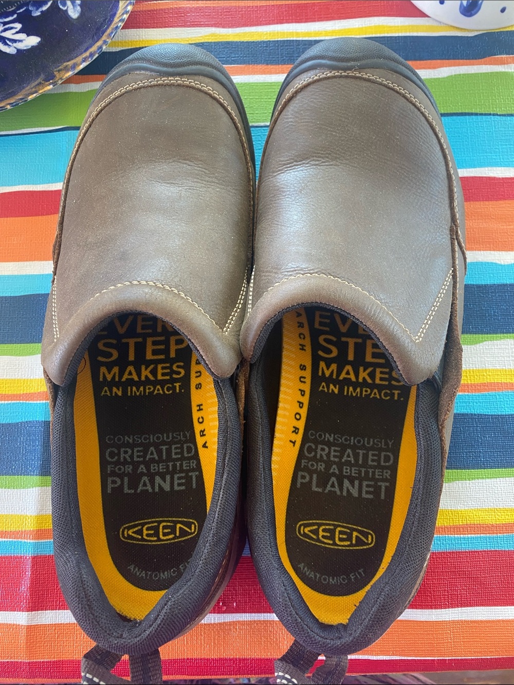 Men’s KEEN leather slip on’s. Worn ONCE